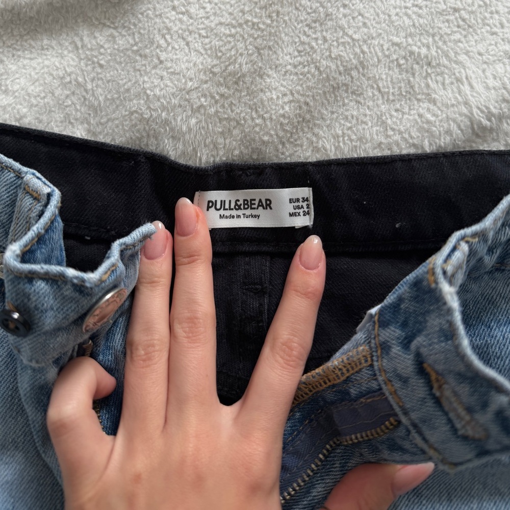 Pull&Bear Blue And Black Contrast Jeans View 3